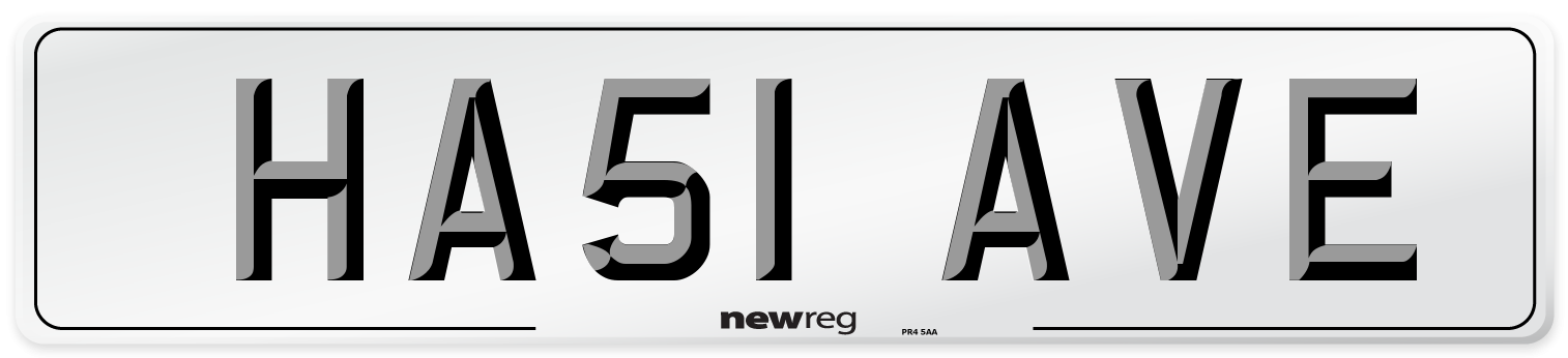 HA51 AVE Number Plate from New Reg